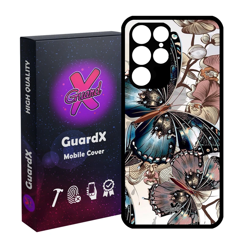 کاور گارد ایکس طرح پروانه مدل Glass10285 مناسب برای گوشی موبایل سامسونگ Galaxy S22 Ultra