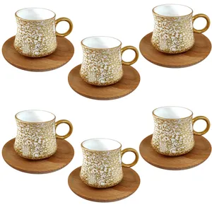 سرویس قهوه خوری 12 پارچه مدل طلاکوب کد TA900