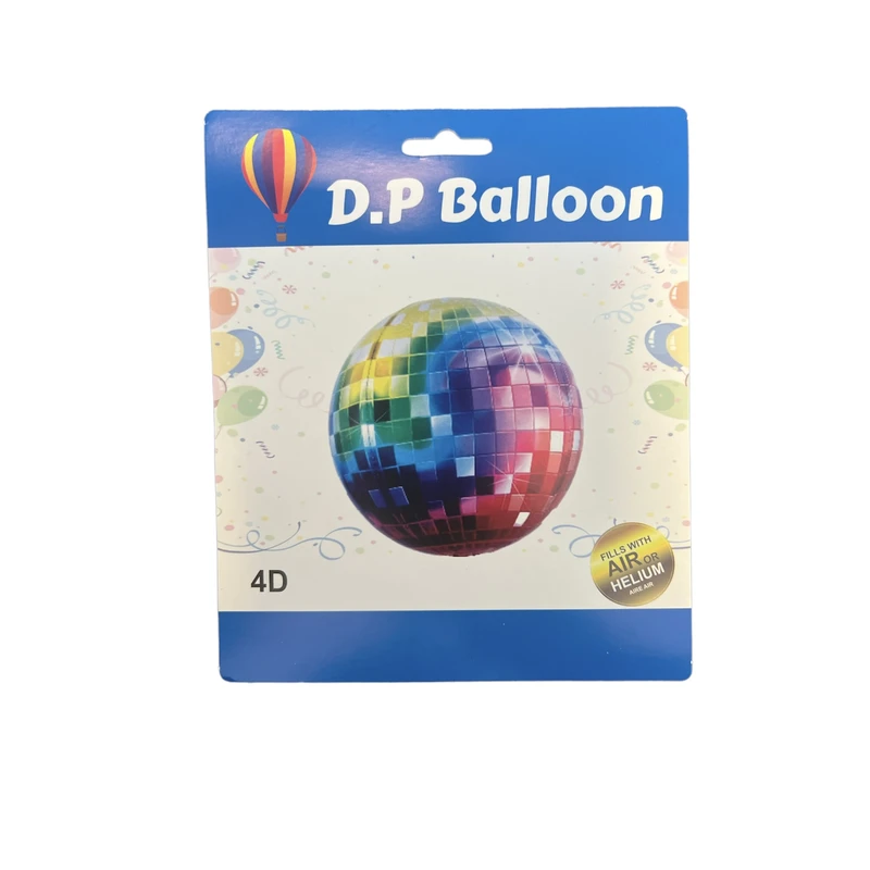 بادکنک فویلی دی پی بالن مدل چهار بعدی طرح توپ دیسکو کد disco01
