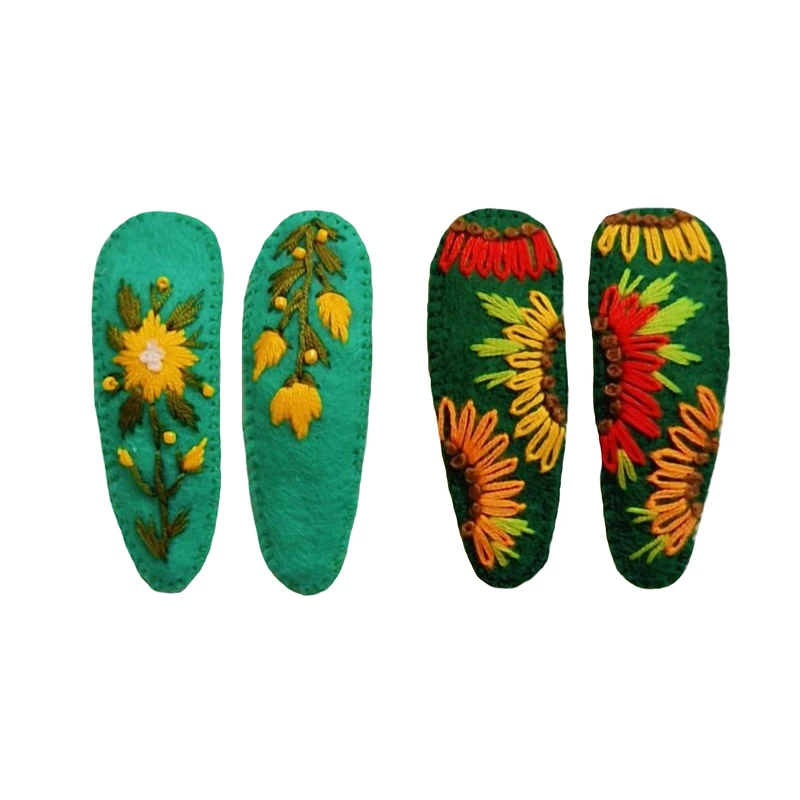 گیره مو زنانه مدل گلدوزی بسته چهار عددی