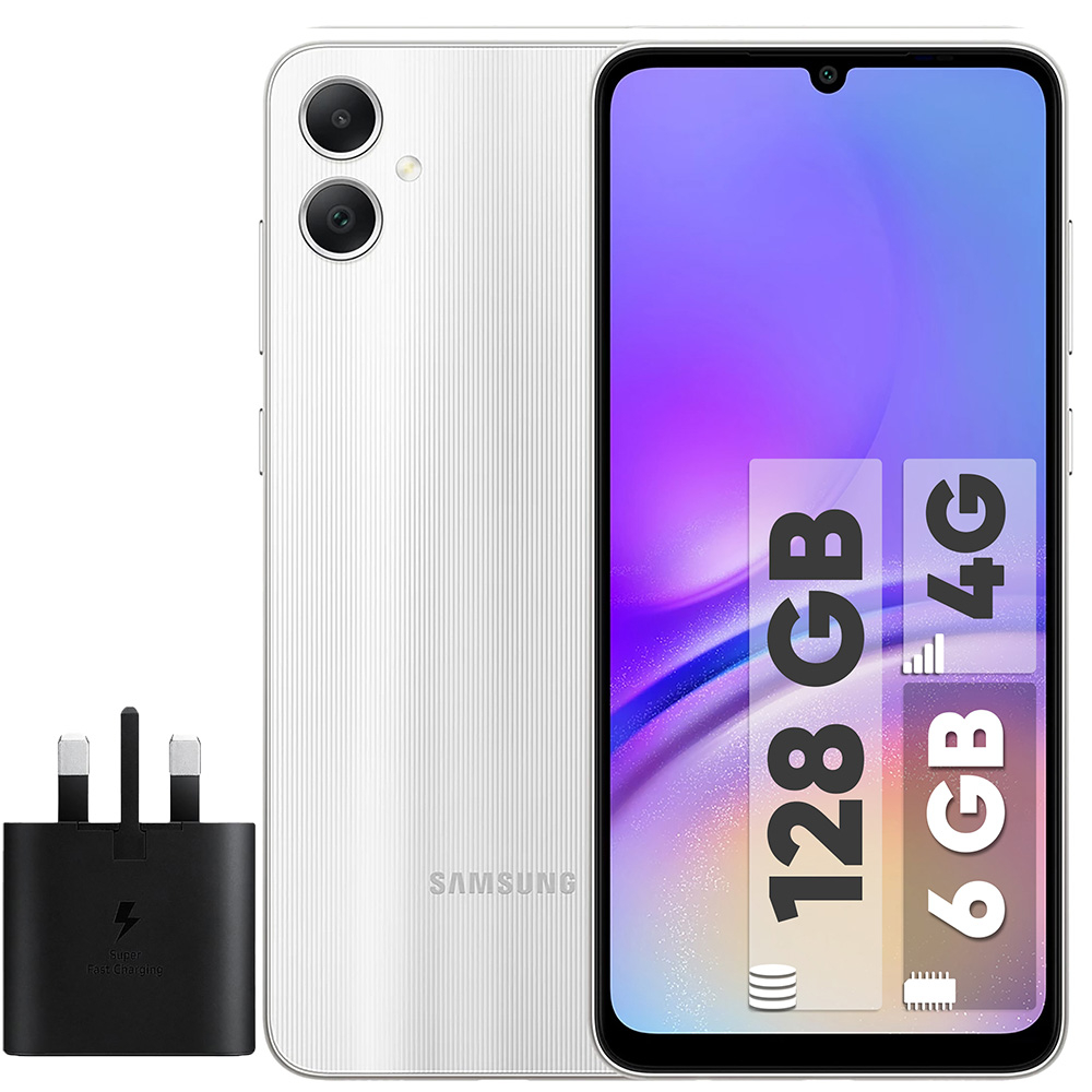 گوشی موبایل سامسونگ مدل Galaxy A05 دو سیم کارت ظرفیت 128 گیگابایت و رم 6 گیگابایت به همراه شارژر سامسونگ