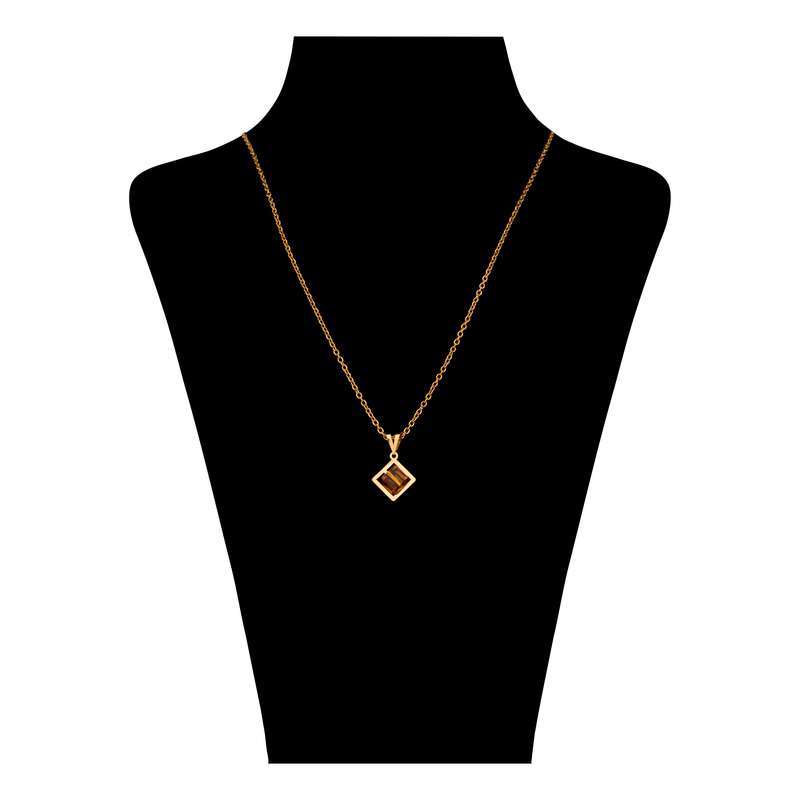 گردنبند طلا 18 عیار زنانه ناریا مدل مکعب رنگ نارنجی