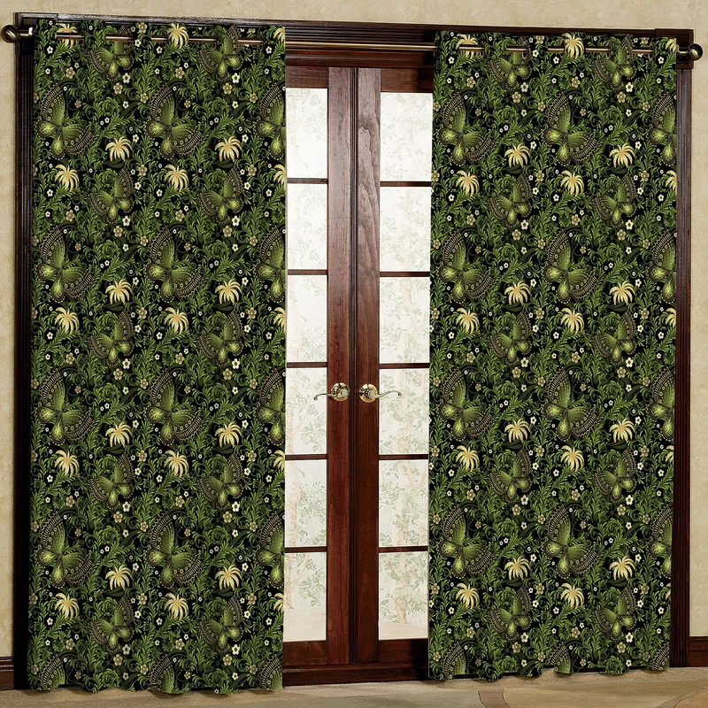 پرده مدل گل و پروانه مخمل پانچی کد 505 سایز 140x280 سانتی متر