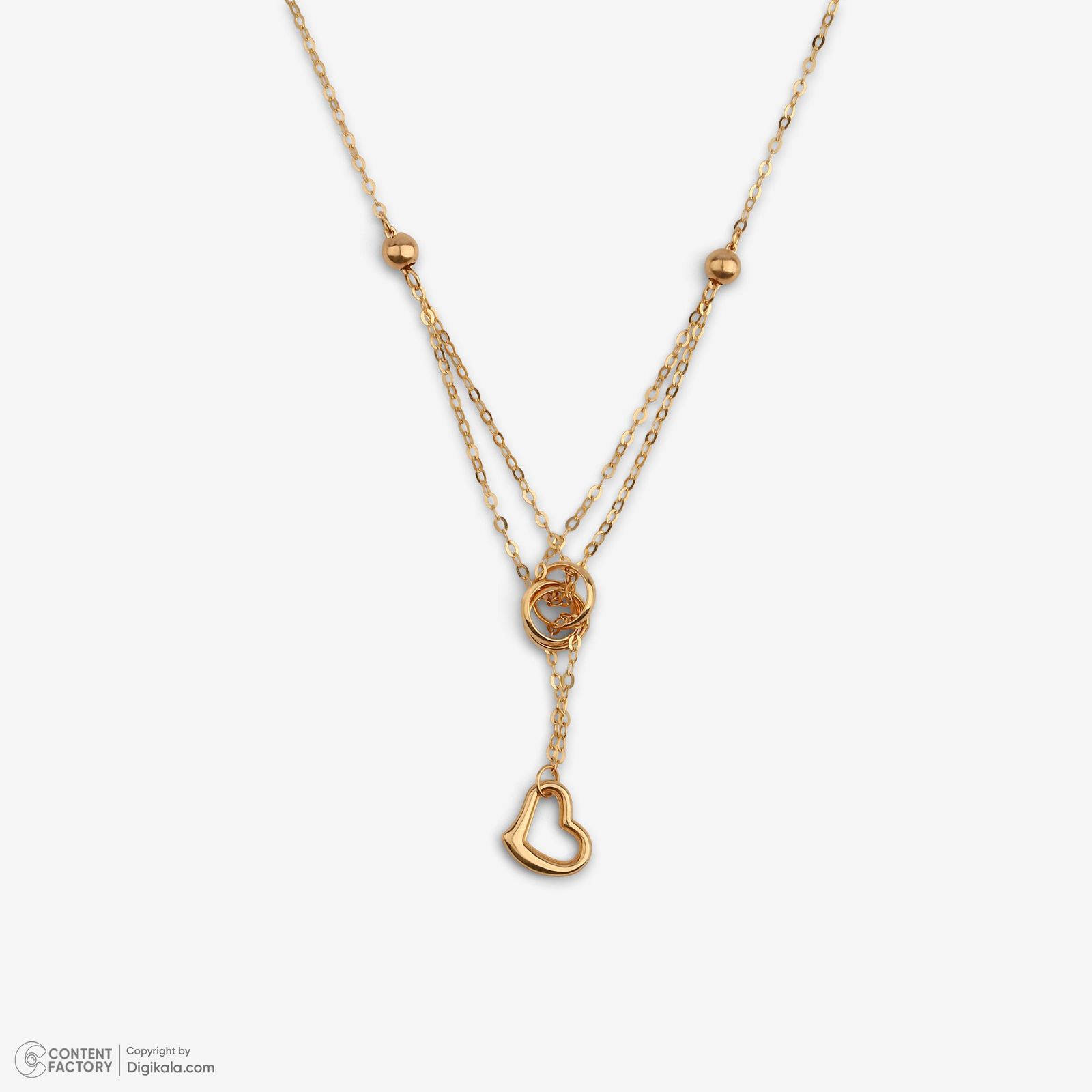 گردنبند طلا 18 عیار زنانه با زنجیر حلقهای (فلامینگو) وی گالری مدل گوی و قلب کد NC2051 -  - 5