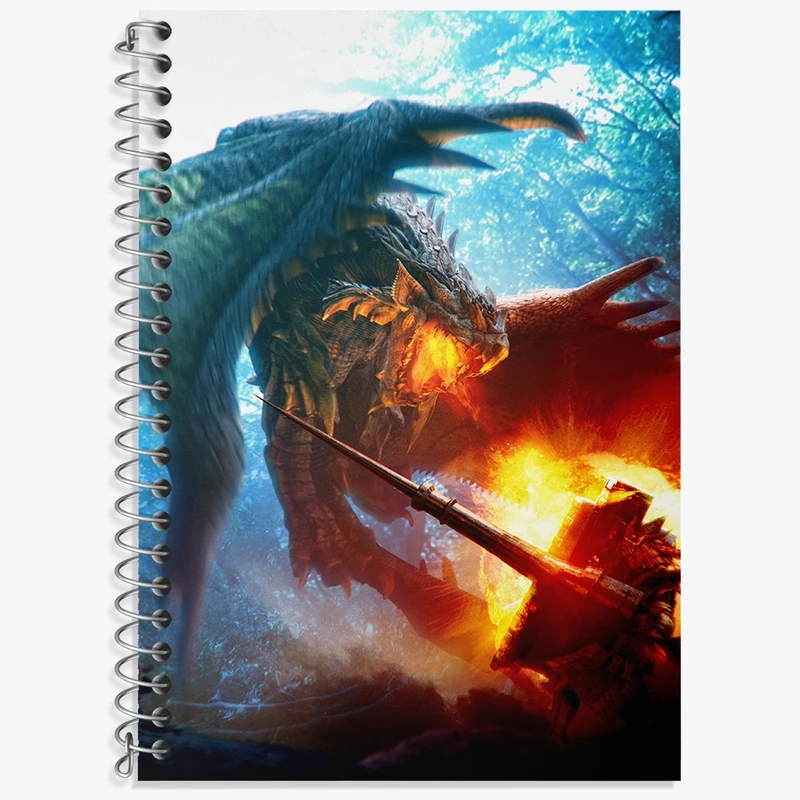 دفتر زبان 50 برگ خندالو مدل سه خط طرح بازی شکارچی هیولا (Monster Hunter) کد 33264