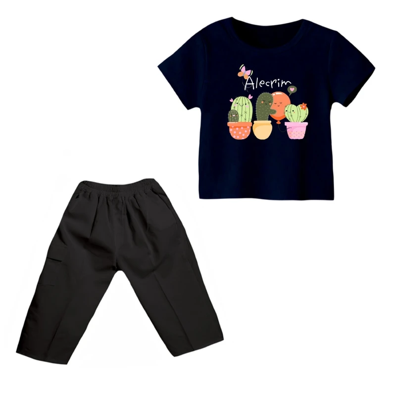 ست تی شرت و شلوارک دخترانه مدل کاکتوس ۲