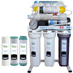 نقد و بررسی دستگاه تصفیه کننده آب آکوآ اسپرینگ مدل NF8600 به همراه فیلتر تصفیه آب مجموعه 3 عددی توسط خریداران