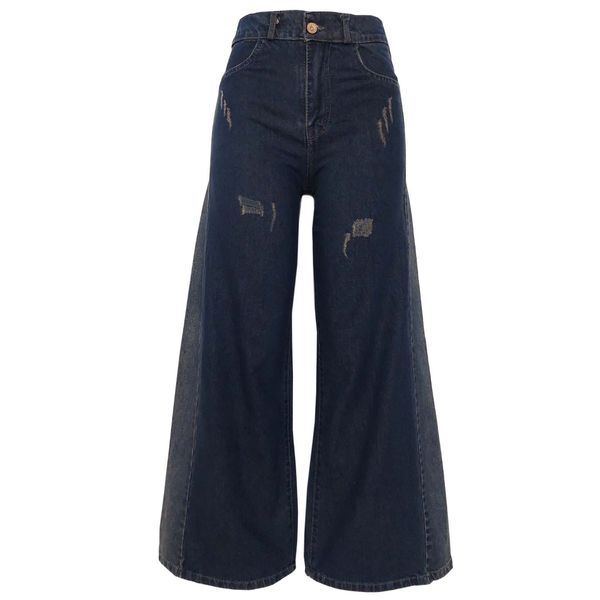 شلوار جین بگ زنانه مدل شافل کد 3034