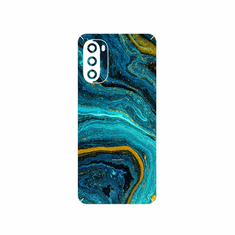 برچسب پوششی ماهوت مدل Turquoise marblewith golden streaks مناسب برای گوشی موبایل موتورولا Moto G52