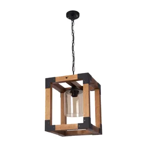 چراغ آویز ای دی ام وود مدل چوبی حبابی کد W-420