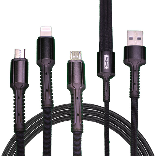 کابل تبدیل USB به microUSB/USB-C /لایتنینگ گو-دس مدل GD-UC511 طول 1.2 متر