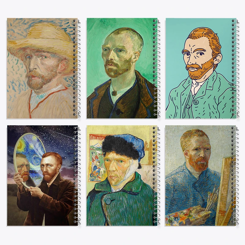 دفتر مشق 50 برگ خندالو طرح سلف پرتره ونسان ونگوگ کد 485 مجموعه 6 عددی