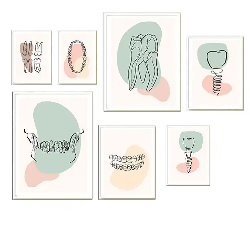 تابلو نقاشی اکریلیک طرح دندانپزشکی کد 005 مجموعه 7 عددی