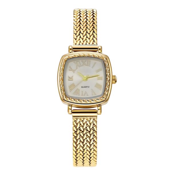 ساعت مچی عقربه‌ای کوارتز زنانه مدل اسپرت مینیمال بند استیل طرح بافت گندمی کد ۲