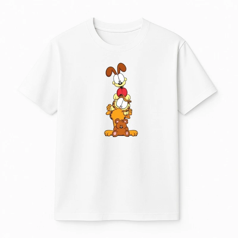 تی‌شرت آستین کوتاه پسرانه مدل گارفیلد و دوستان کد v8 