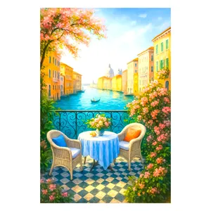 بازی آموزشی مدل نقاشی الماسی بزرگسال منظره ونیز و قایق