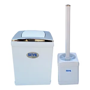 ست سطل زباله و فرچه سویل مدل دیواری کد 6652