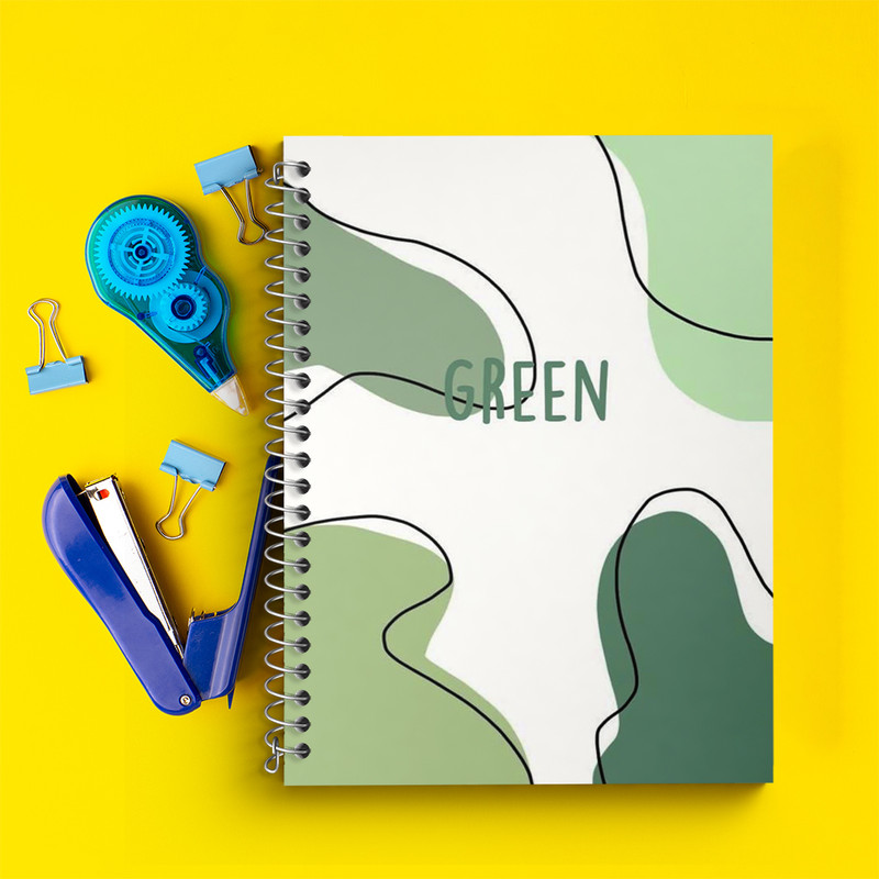 دفتر زبان 50 برگ خندالو مدل سه خط طرح مینیمال سبز کد N2755