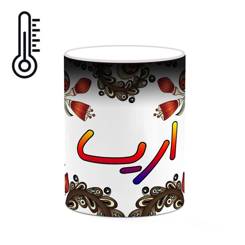 ماگ حرارتی کاکتی مدل اسم اریسا طرح سنتی گل و بته کد mgh43560