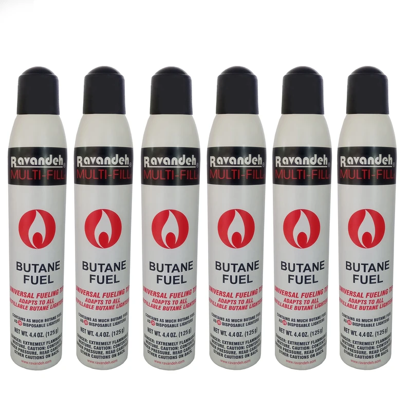 گاز فندک رونده مدل چاپی حجم 165 میلی لیتر مجموعه 6 عددی