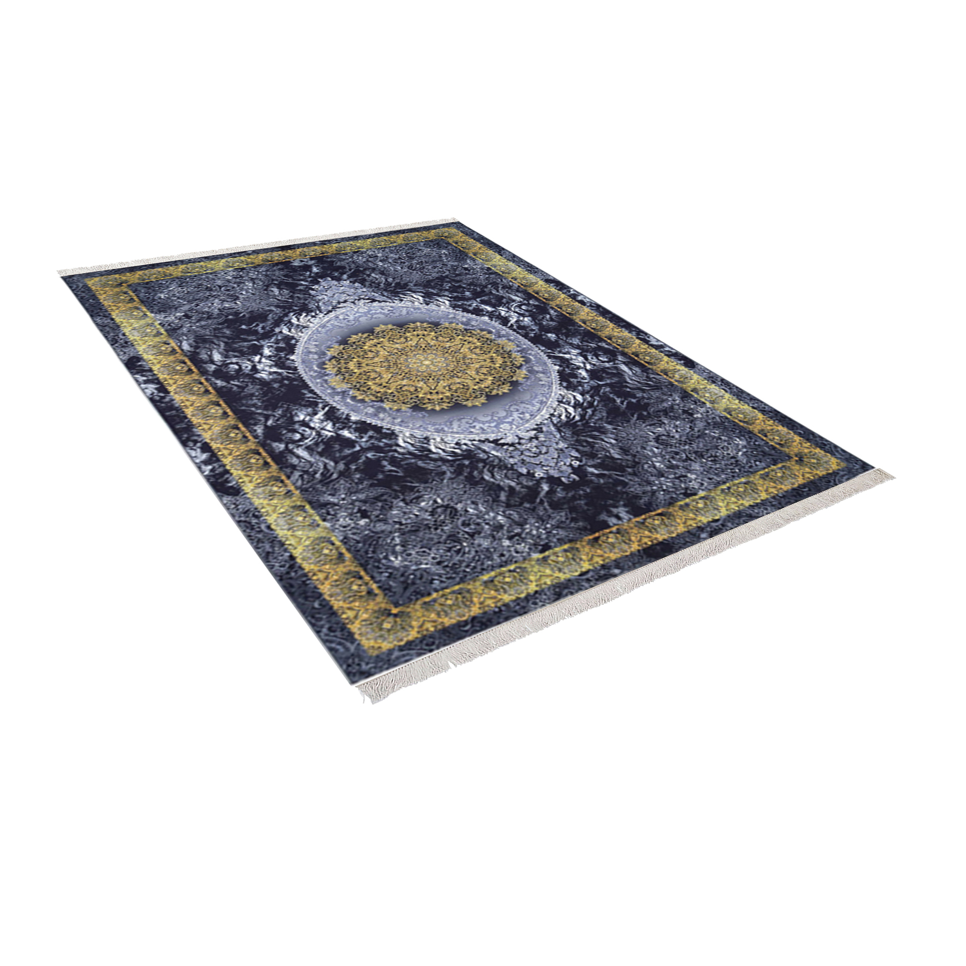 فرش ماشینی زانیس مدل فانتزی طرح نئو کلاسیک زمینه خاکستری