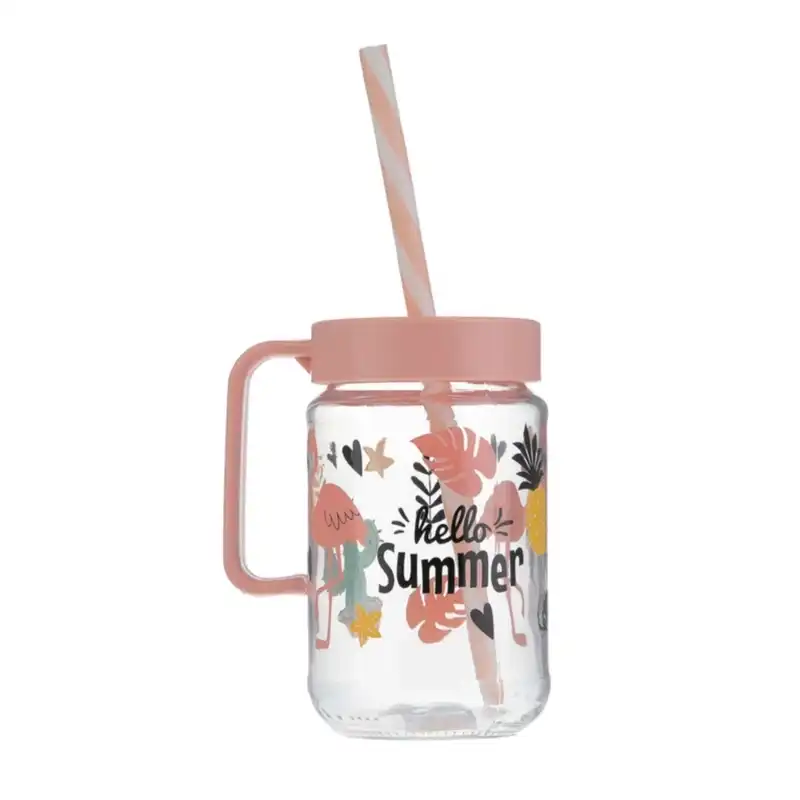 لیوان کودک هروین مدل نی دار  طرح فلامینگو کد 152