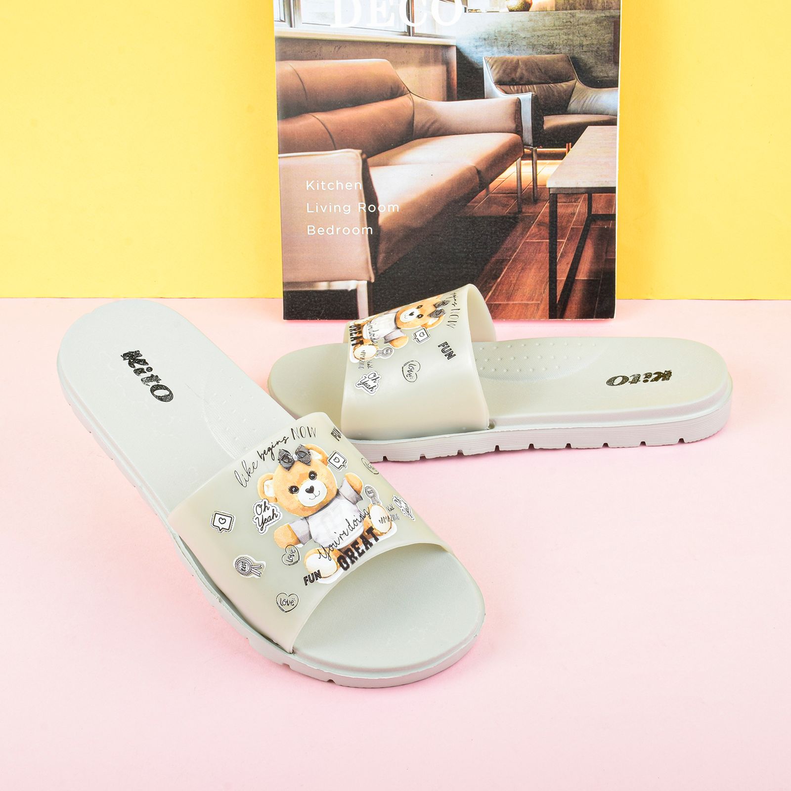 دمپایی زنانه کیتو مدل FUNNY TEDY BEAR GRY.4004 -  - 7