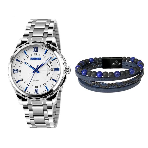 ساعت مچی عقربهای مردانه کوارتز اسکمی مدل 9069SIBU-Verganti به همراه دستبند