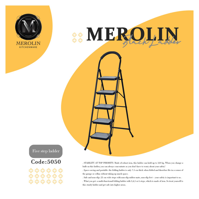 نردبان 5 پله مرولین مدل Black کد 5050