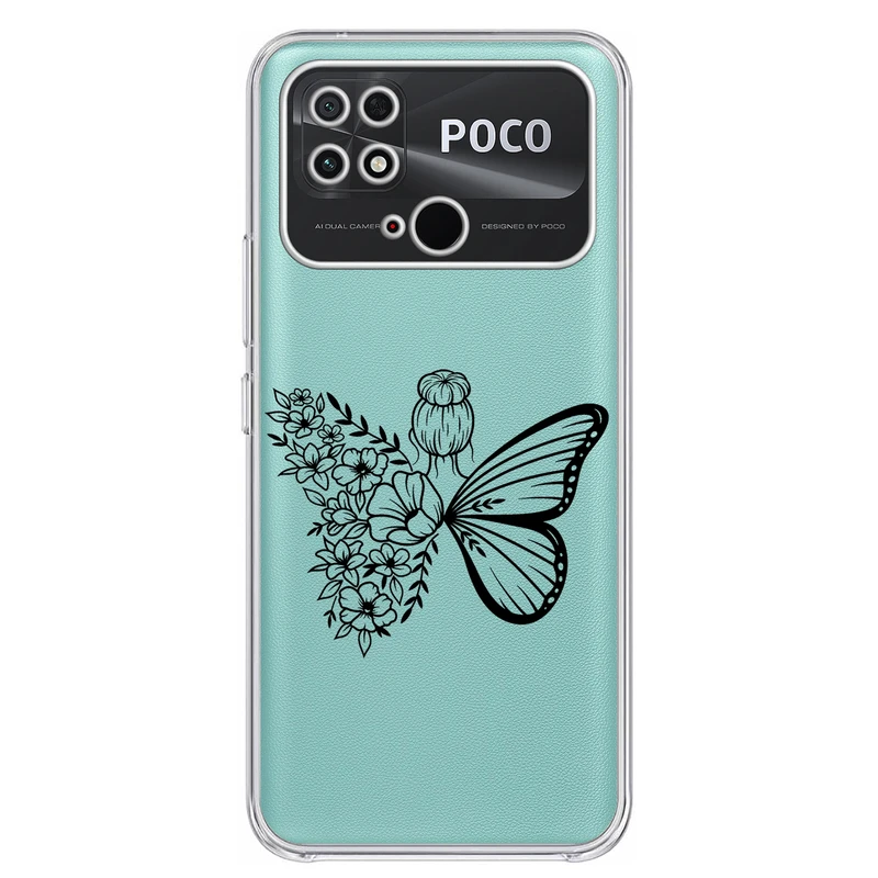 کاور مگافون طرح دختر پروانه ای مدل C53-B مناسب برای گوشی موبایل شیائومی Poco C40