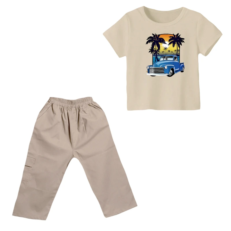 ست تی شرت و شلوارک پسرانه مدل ماشین کد ۶