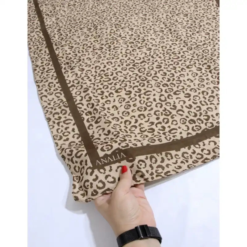 شال زنانه مدل نخی خنک تابستانه طرح پلنگی کد 7070