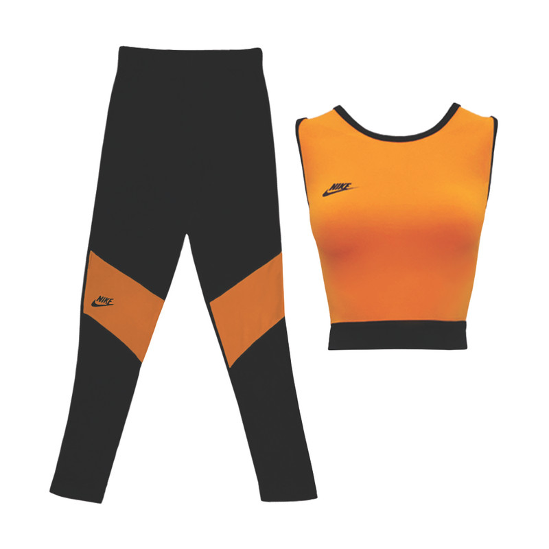 ست تاپ و لگینگ ورزشی زنانه مدل Tiana163 رنگ نارنجی