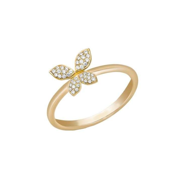 انگشتر طلا 18 عیار زنانه قیراط طرح پروانه کد GH3638