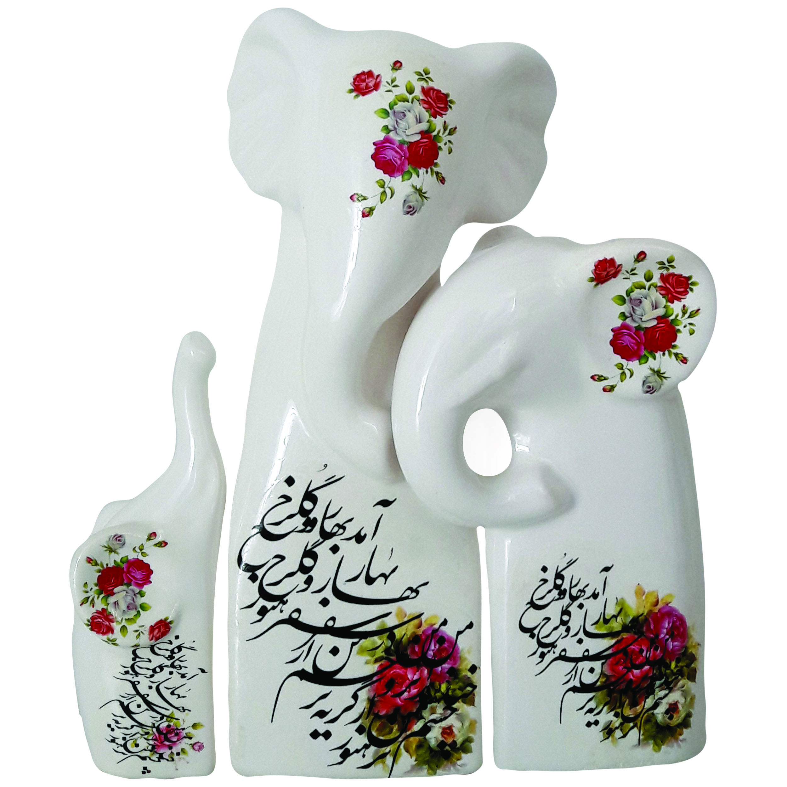 مجسمه سرامیکی طرح فیل مجموعه 3 عددی