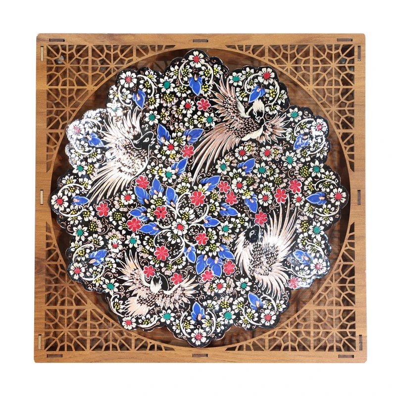 تابلو مسی صنایع دستی فاخر مدل الماس تراش نقره کوب و پرداز طرح 4 پرنده HQ27d25-3f3