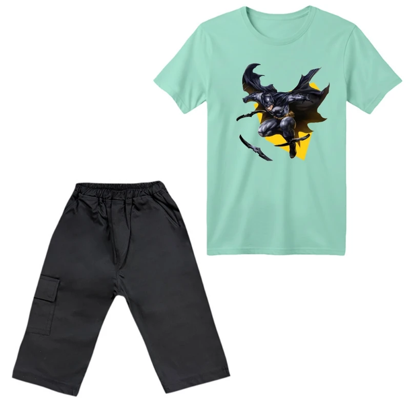 ست تی‌شرت آستین کوتاه و شلوارک پسرانه مدل بتمن کد ۱