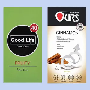 کاندوم گودلایف مدل Fruity بسته 12 عددی به همراه کاندوم اورز مدل Cinnamon بسته 12 عددی