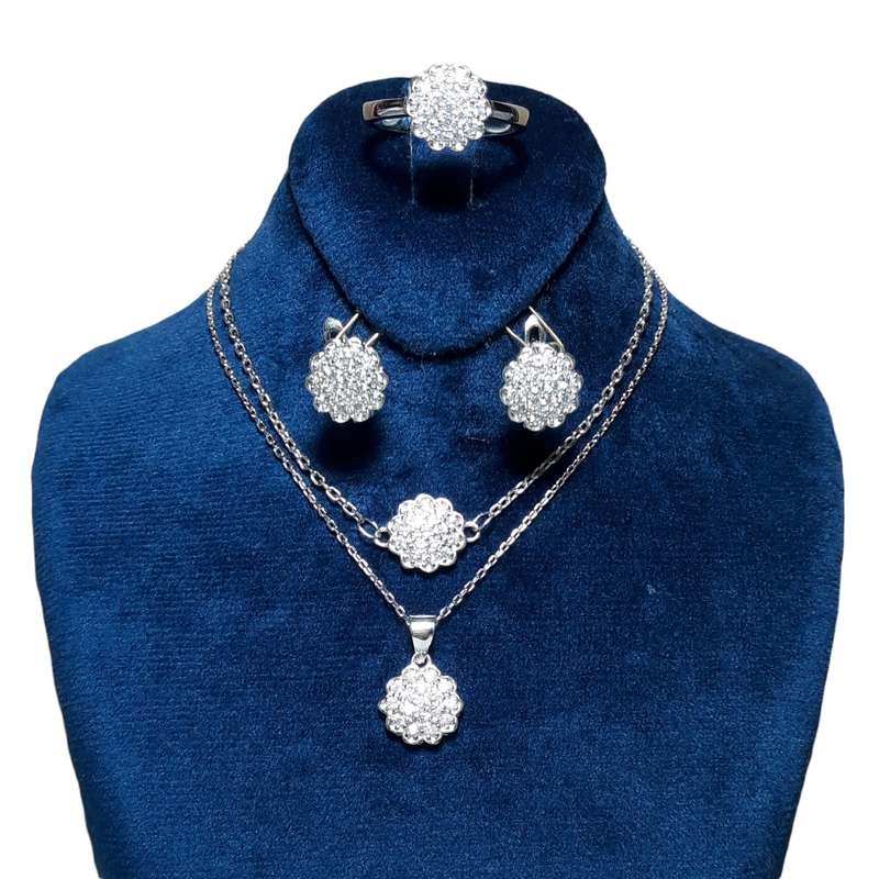 ست نقره زنانه مدل فلاور  کد 89