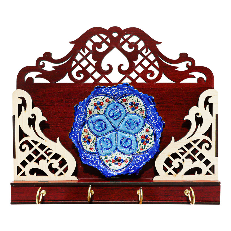 جا کلیدی مینا کاری مسی صنایع دستی فاخر مدل دیوار کوب کد Keyholder20p18
