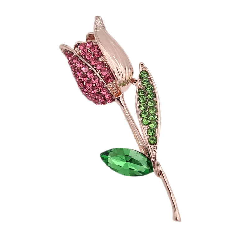 گل سینه زنانه مدل گل لاله نگین دار کد brg 2426