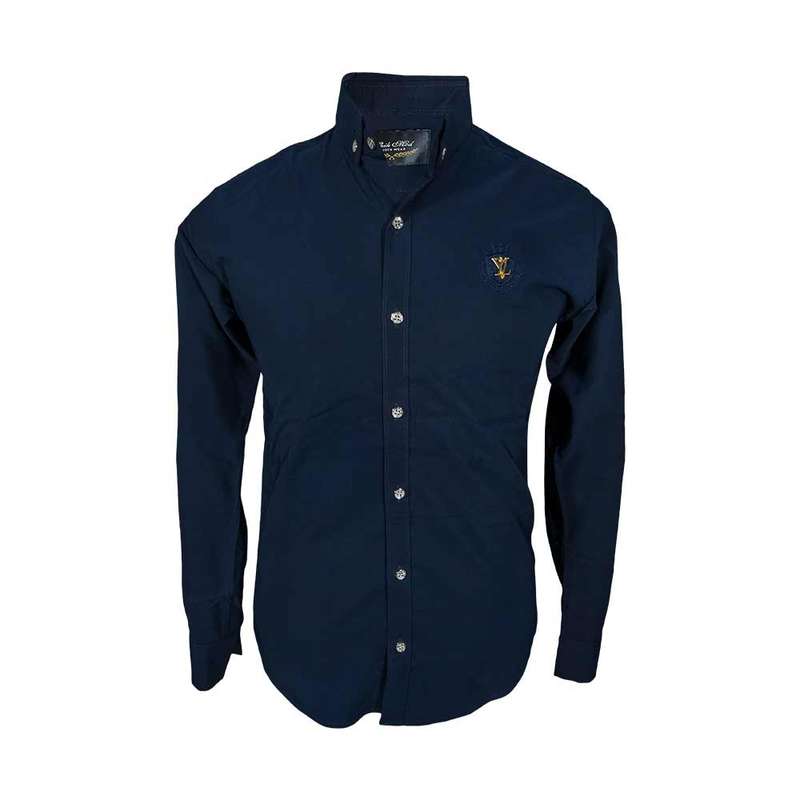 پیراهن آستین بلند مردانه مدل ساتن رامی کد 124086-37 رنگ سرمه ای