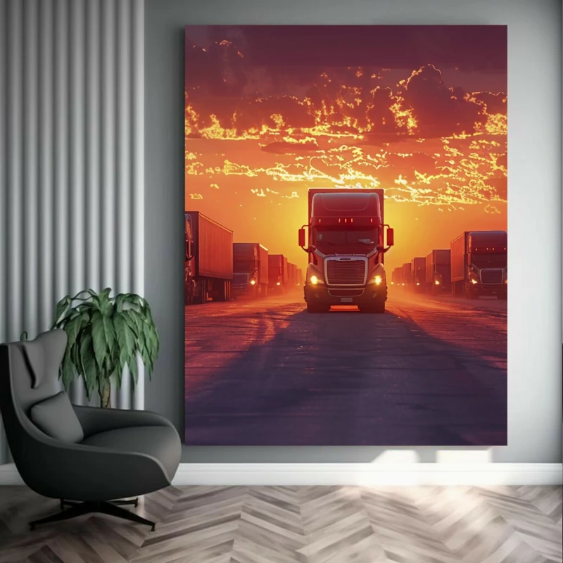 تابلو بوم طرح مخمل حمل و نقل مدل ماشین سنگین کد FP105225