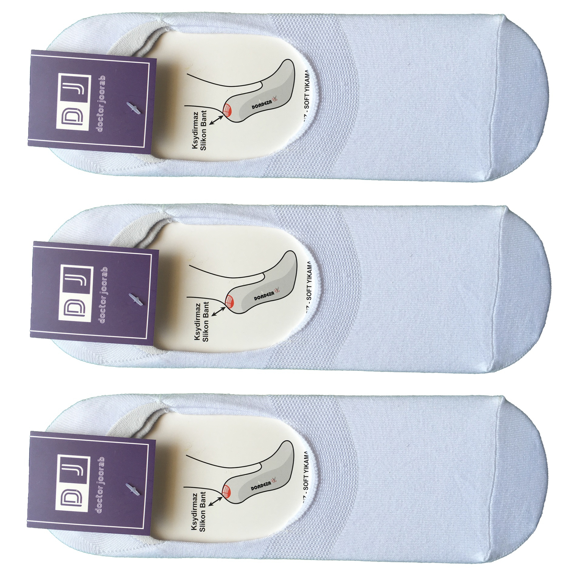 جوراب کالج مردانه  دکتر جوراب مدل پشت ژله ای رنگ سفید بسته 3 عددی