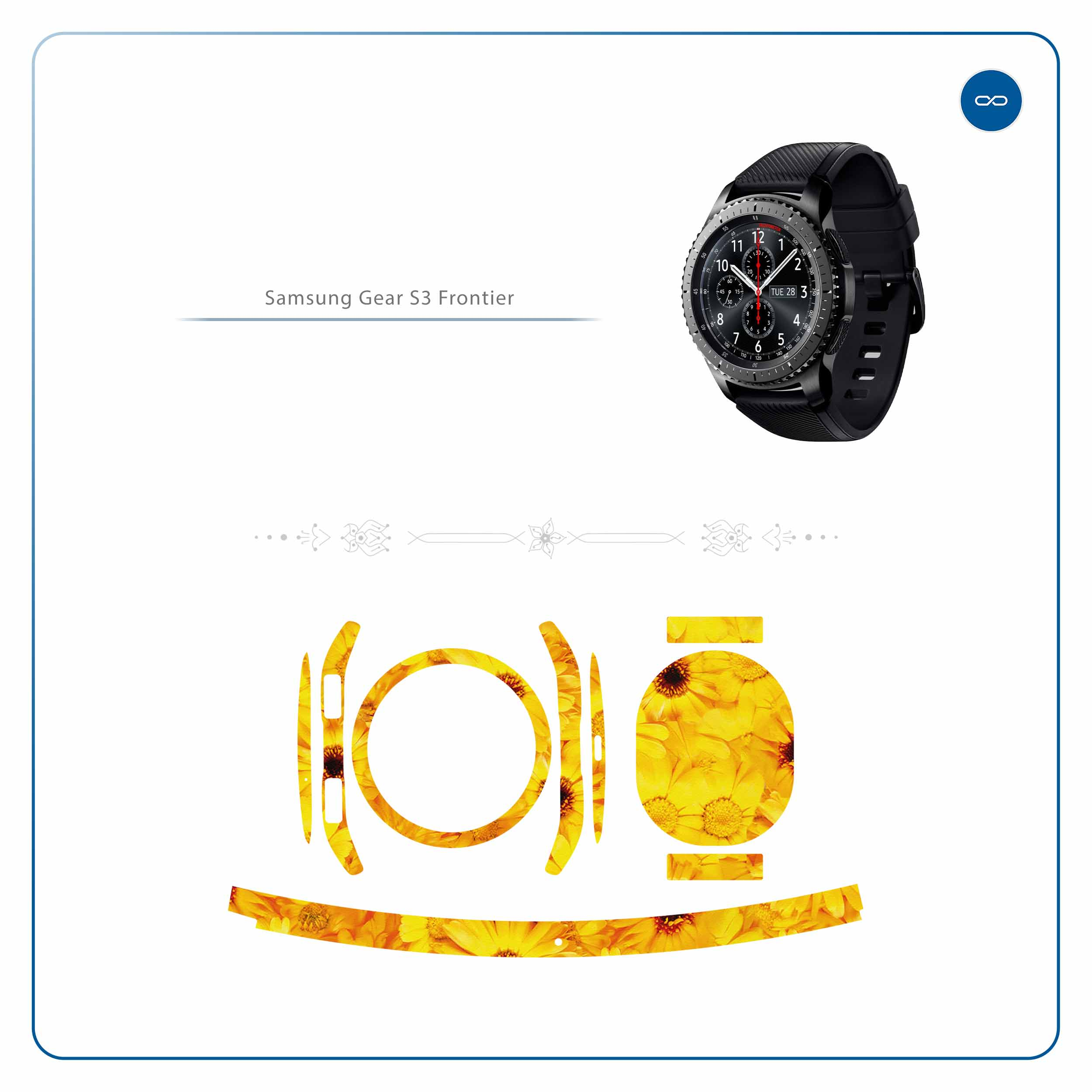 برچسب ماهوت طرح Yellow-Flower مناسب برای ساعت هوشمند سامسونگ Galaxy Gear S3 Frontier