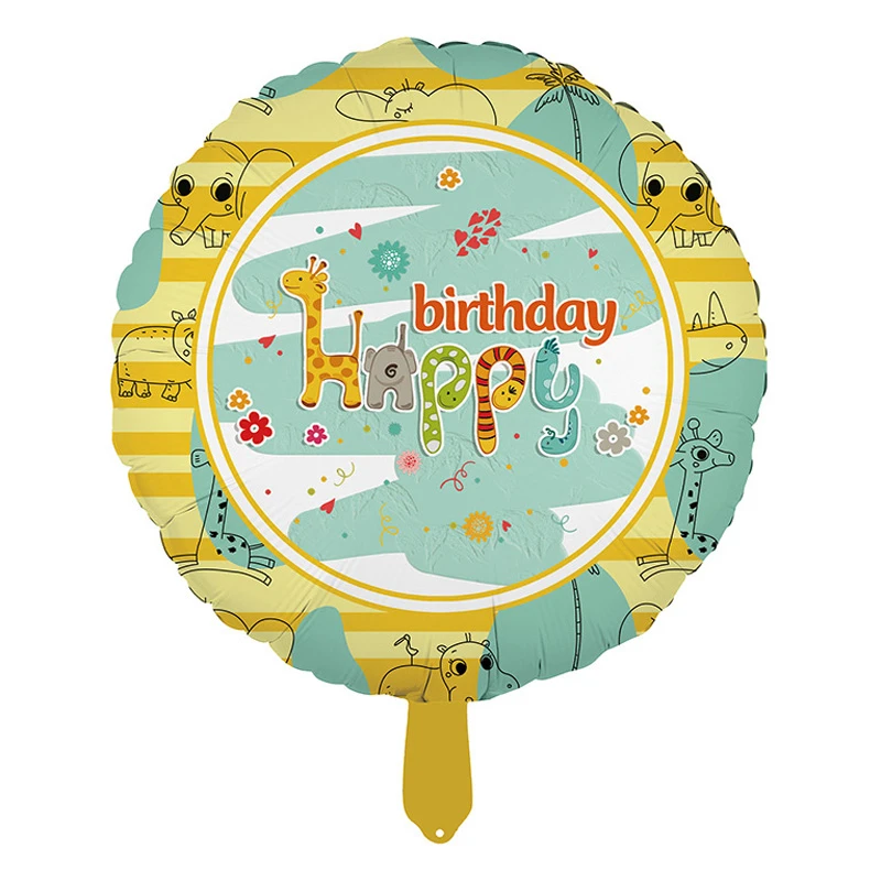 بادکنک فویلی لاکی بالونز مدل جنگل حیوانات طرح Happy Birthday کد 1289
