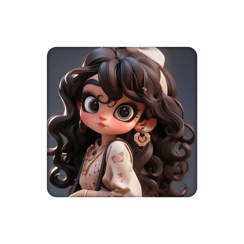 زیرلیوانی طرح دختر موفرفری با کیف گوچی کد 1079119