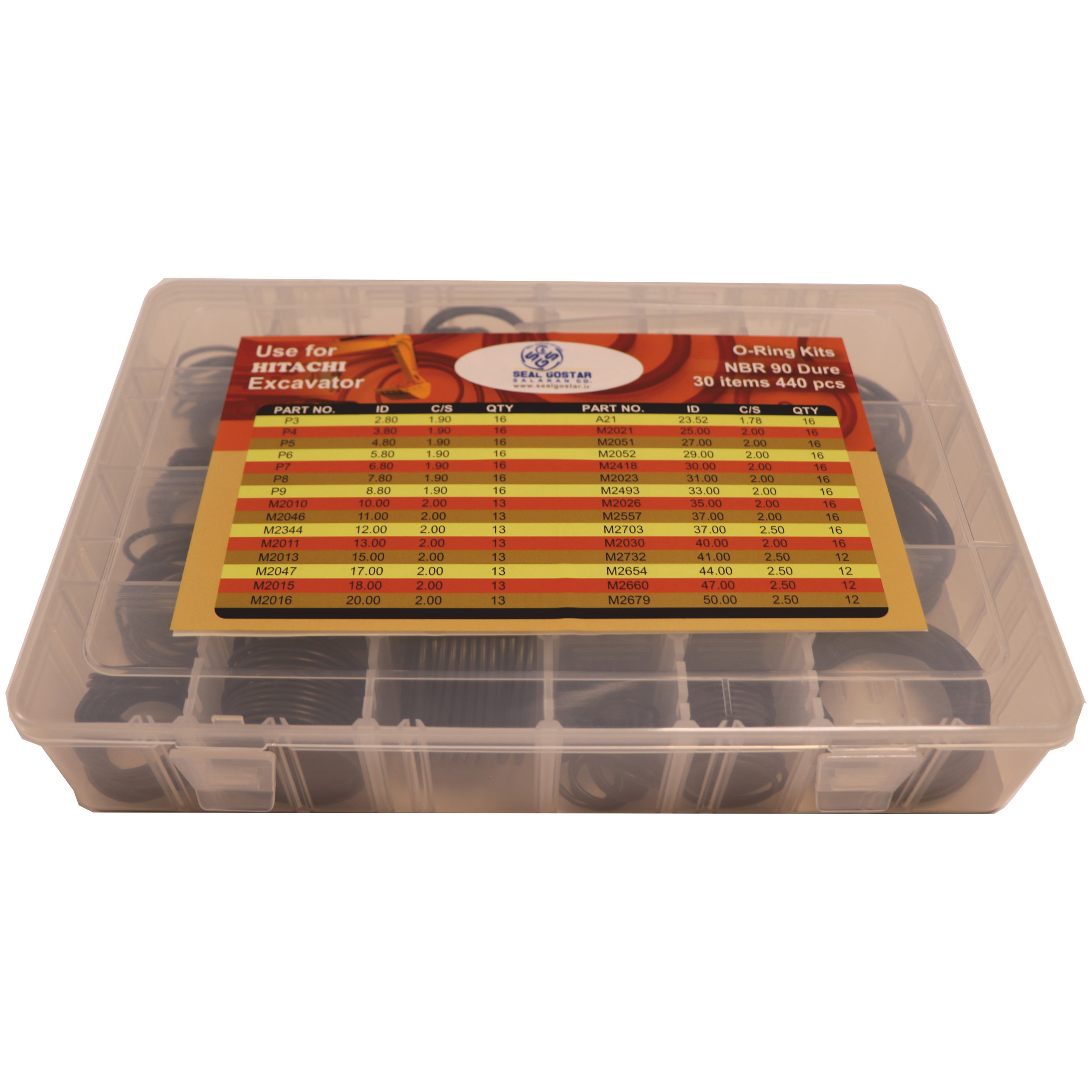 مجموعه 440 عددی اورینگ سیل گستر سالاران مدل MOK04 مناسب برای ماشین آلات هیتاچی