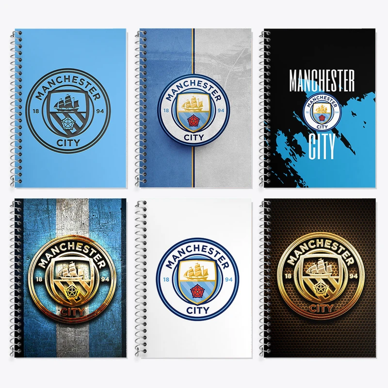 دفتر زبان 50 برگ خندالو مدل دو خط طرح منچسترسیتی کد 349 مجموعه 6 عددی