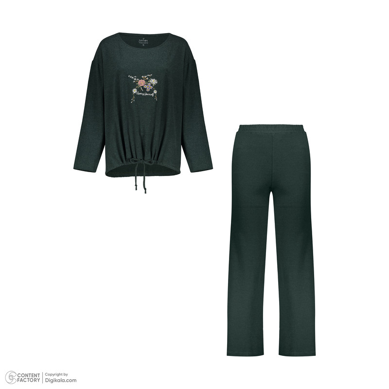 ست تی‌شرت آستین بلند و شلوار زنانه ناربن مدل 15211096 رنگ سبز تیره